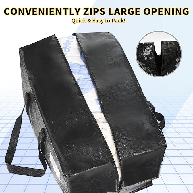 Heavy Duty Extra Large Moving Bags,176 Gallon Jumbo Packing Bags,Huge Moving Storage Bags with Strong Zippers & Carrying Handles,Reusable Big Moving Storage Bags for College Dorm Travel 2Pack