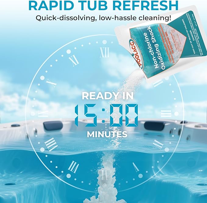 Non-Chlorine Spa Shock Oxidizer for Hot Tub, Chlorine-Free Treatment & Enhanced Oxidizing Shock for Hot Tubs & Spas, Single Dose Packets for Easy Hot Tub Maintenance & Treatment - 24 Packs