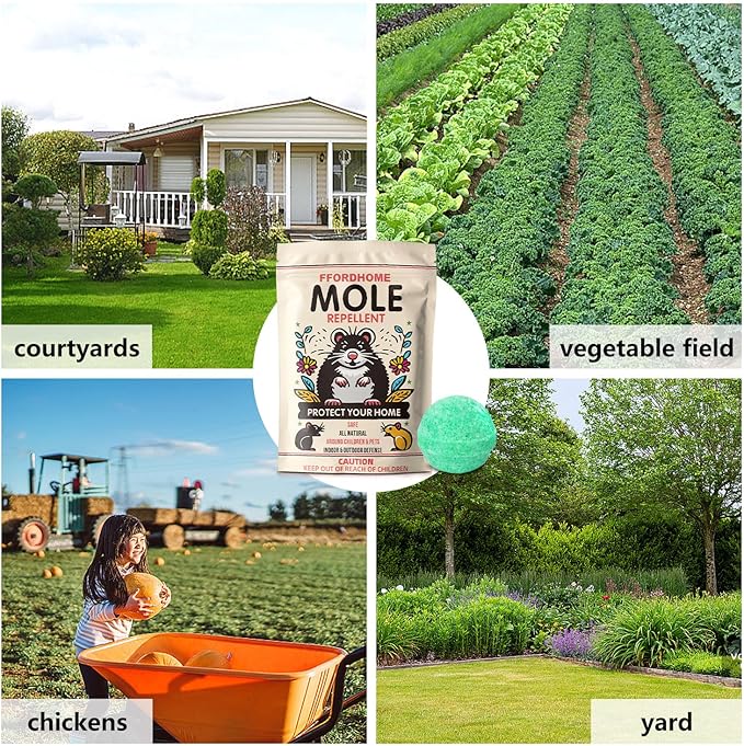 Mole Repellent,Gopher Repellent,Vole Repellent,Mole Repellent for lawns,Mole Trap, Mole Control, Keeps Moles and Voles Out of Gardens,(8balls)