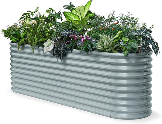 30" Extra Tall Galvanized Raised Garden Bed, 8x2x2.5 ft Metal Planters for Outdoor Plants, Heavy Duty Flower Bed Deep Root for Vegetable, Garden Bed Outdoor Large Planter Box - Brooklyn Grey