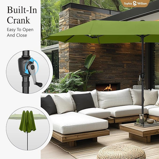 Sophia & William 13ft Outdoor Patio Umbrella for Table, Large Double-sided Umbrella for Garden, Deck, Pool, Lime Green
