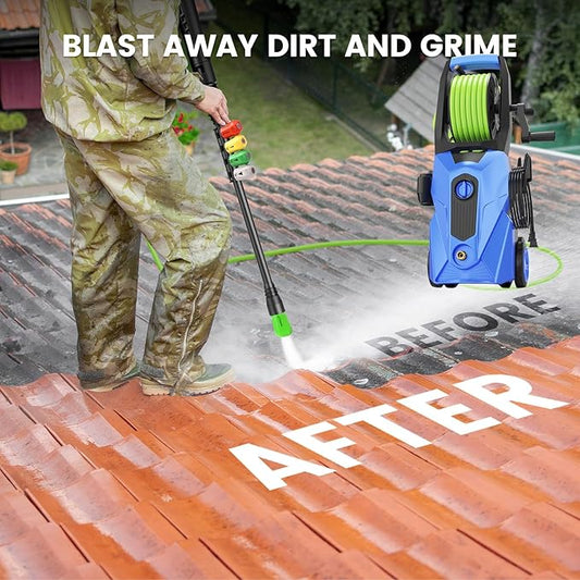 Commowner Pressure Washer 5000PSI Power Washers Powered with 33ft Pressure Hose, 4 Nozzle and Foam Cannon, powerwashers for Home, Cars, Fences, Patio, Blue