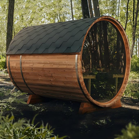 Customize Outdoor Wooden Steam Sauna for 2-10 People, Canadian Pine, Hemlock,Cedar, Porch & Window Option, 220V ETL Heater or Wood Burning Stove, Waterproof System,Backrest Headrest, Rocks (0-195℉)