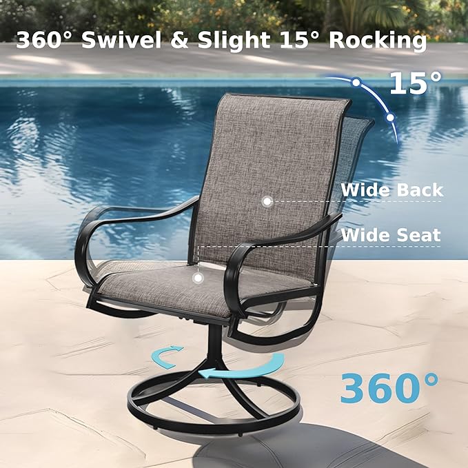 MFSTUDIO Patio Dining Set for 8, Patio Table and Chairs Set for Deck/Backyard/Poolside/Garden, 9 Piece Outdoor Dining Set with Umbrella Hole