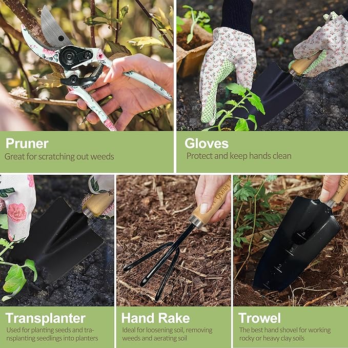 Nana Gifts, Garden Kit for Christmas Nana Gifts from Grandkids Floral Gardening Tools and Durable Garden Tools Organizer Tote, Ideal Gardening Set for Women on Christmas Plant Lover Present