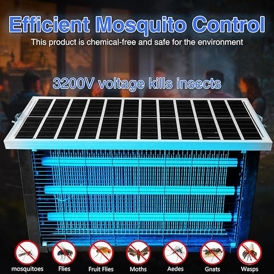 Super Large Solar Bug Zapper Outdoor for 8000 sq.ft, Portable Mosquito Zapper with High Powered, Rechargeable Electric Fly Zapper for Patio Garden Backyard RV Camping Pond Pest Control