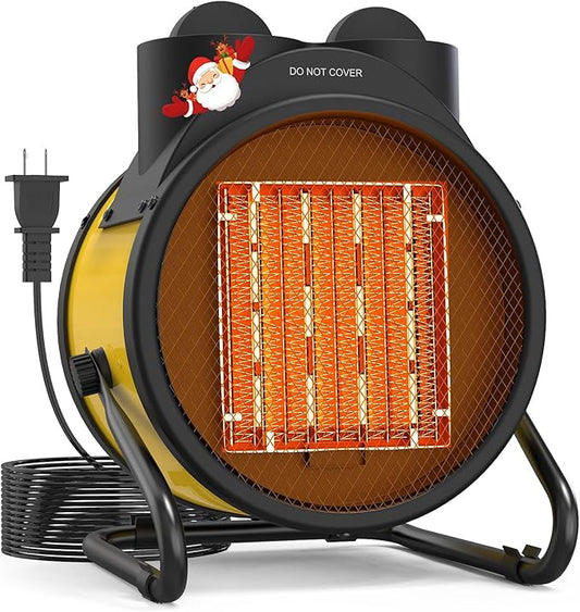 Buyplus Outdoor Heaters for Patio, 1500W Electric Garage Heater with 90°Adjustable Angle, Overheat Protection & 2S Fast Heating, Greenhouse Heater for Patio, Garage, Greenhouse, Indoor Outdoor, Yellow