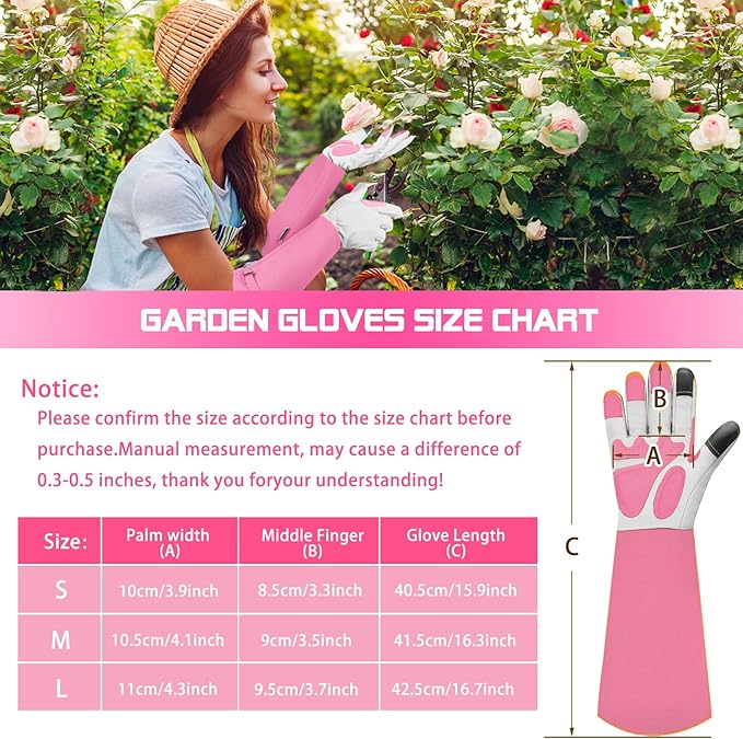 Long-Gardening-Gloves for Women/Men - Thorn Proof Rose Pruning Gloves Heavy Duty Gauntlet, Best Garden Gifts for Gardener-S