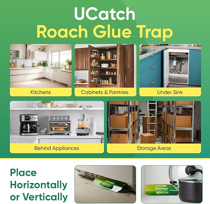 Roach Trap Indoor - 12 Pack | Effective German Roach Killer for Home Infestation - Child and Pet Safe Cockroach Traps Easy-to-Use Glue Traps for Roaches – UCatch