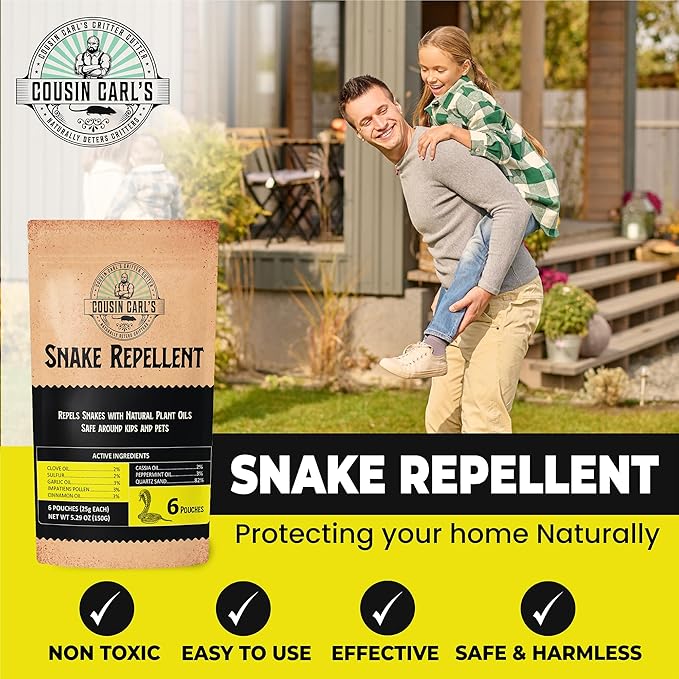 Cousin Carl’s Maximum-Strength Snake Repellent Pouches – Natural Formula for Effective Snake Control (6-Pack)