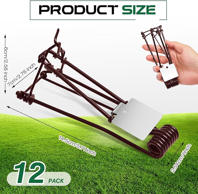 Qualirey 12 Pcs Outdoor Gopher Trap Easy Set Mole Trap Weather Resistant Gopher Killer Vole Killer for Lawn Garden Farm (Coffee)