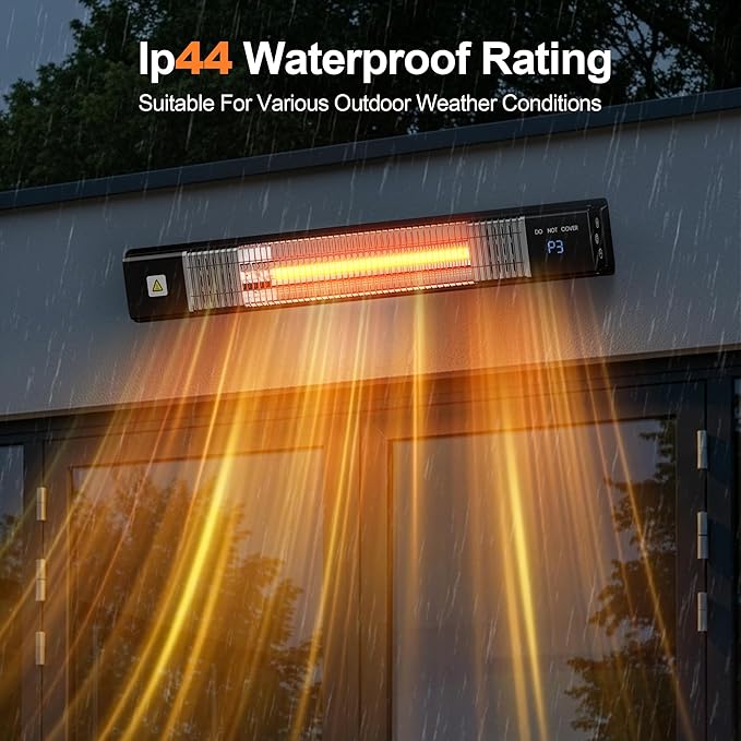 Outdoor Heater,1500W Patio Heater,Garage Heaters with Remote,3 Power Settings,24H Timer,Quiet Operation, Overheat & Waterproof Protection,Electric Wall Heaters for Indoor,Shop,Porch,Backyard,Basement