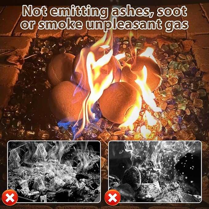Ceramic Fire Balls, 5 Inch Set of 6 Fire Stones for Indoor & Outdoor Fire Pits or Gas Fireplaces, Reusable Decorative Landscaping and Fireplaces Accessories, Grey