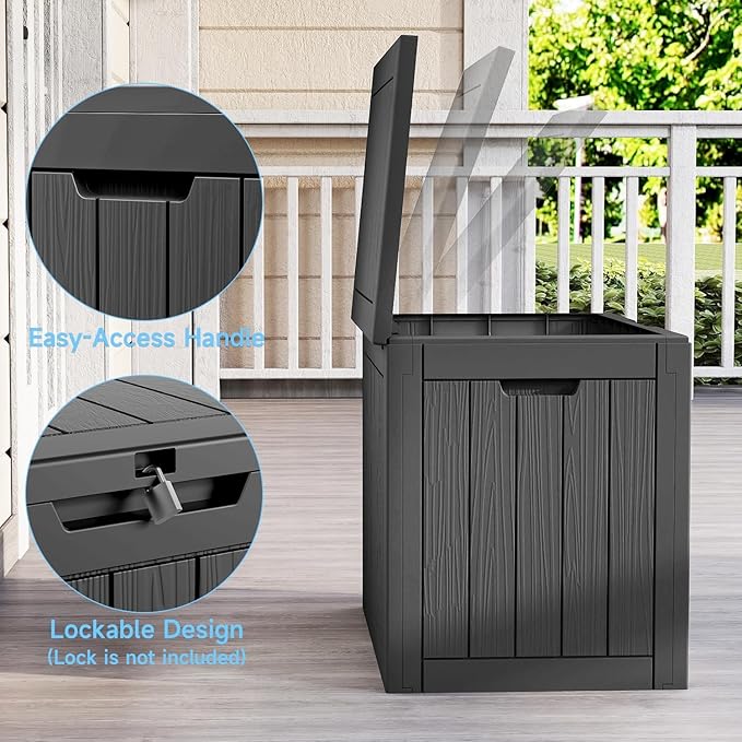30 Gallon Outdoor Storage Box Waterproof,Outside Delivery Package Deck Box with Lockable Lid,Poolside Storage Bin for Garden Tools,Patio Cushion,Black