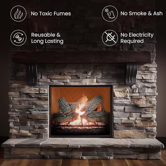 24" Premium Gas Logs - Safety Pilot Light Kit Included - for Liquid Propane Vented Fireplaces - Blazing Oak Design (Logs + Safety Pilot Light Kit)