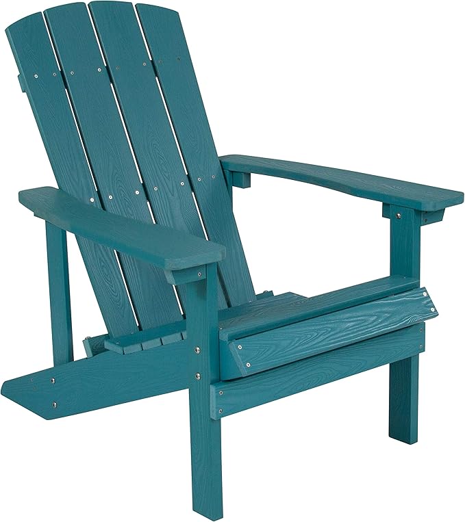EMMA + OLIVER Campfire Set - Two Sea Foam Poly Resin Adirondack Chairs - 29" Star and Moon Fire Pit with Mesh Cover - Weather Resistant - Wood Burning Fire Pit