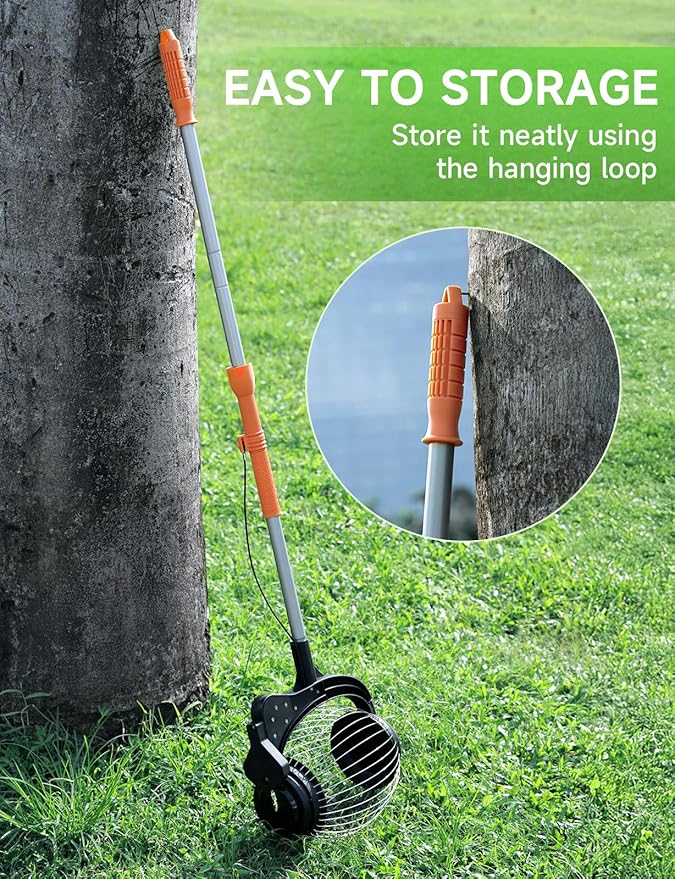 Nut Gatherer for Walnuts with 1.8-Gallon Capacity, No-Bend Emptying Design，Acorn Picker Upper Roller Suitable for 1.2"-3.6" Walnuts,Chestnuts, Fallen Apples & Tennis Balls(No Small Acorns)