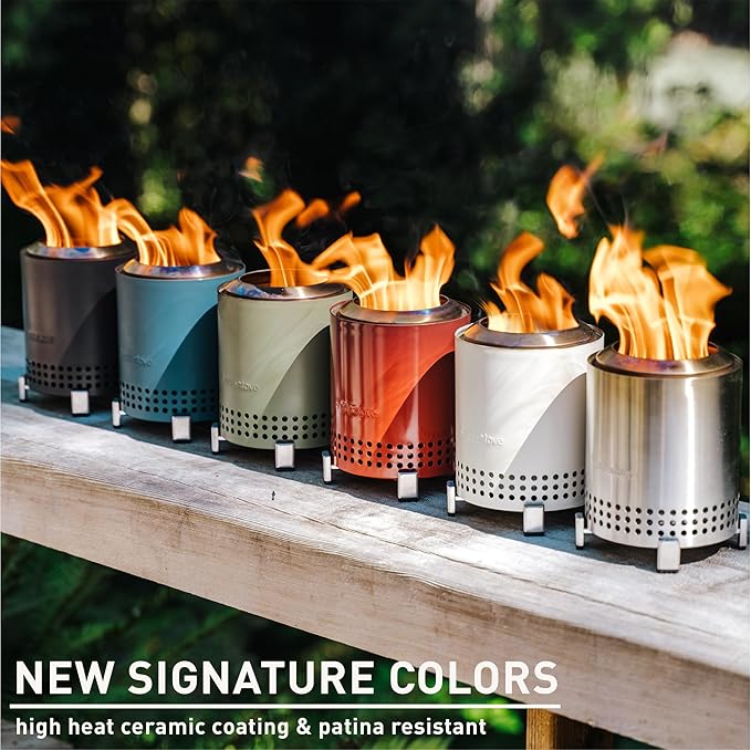 Solo Stove Mesa, 5.1 Inch Tabletop Fire Pit with Stand - Smokeless, Stainless Steel Fire Pit for Camping, Outdoor & Patio- Wood Burning or Pellet Fueled Portable Bonfire, 1.4lbs, Gunmetal