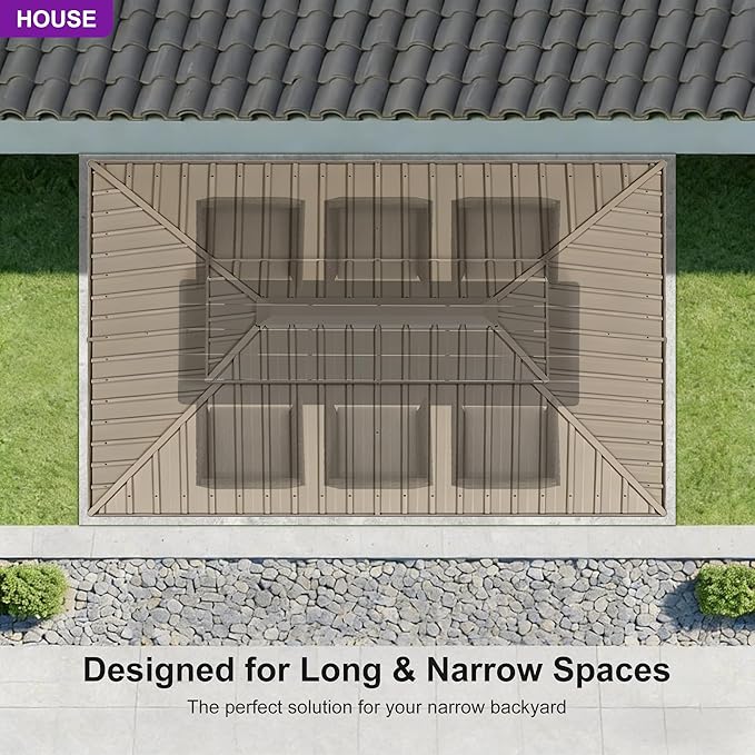 PURPLE LEAF 8' x 12' Outdoor Hardtop Gazebo, Champagne Aluminum Gazebo with Galvanized Steel Double Roof, Curtains and Netting for Patio Lawn and Garden