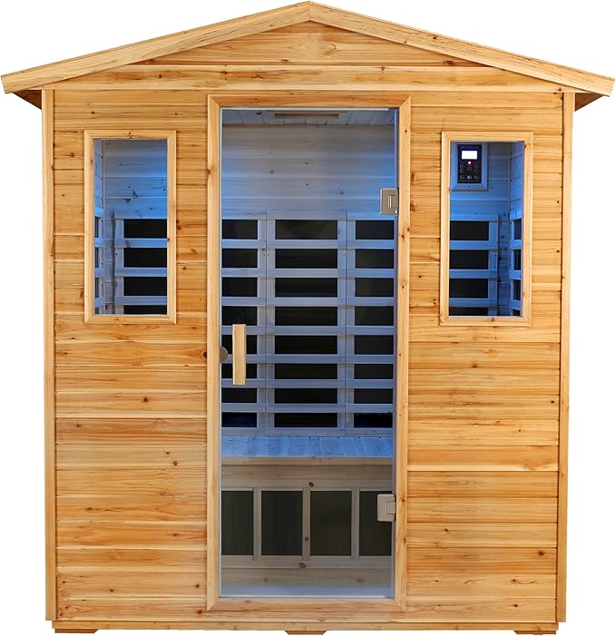 LTCCDSS Full Spectrum Outdoor Far Infrared Sauna 3-Person - Low EMF Sauna for Home -Withstand Temp -5℉-104℉ - Near&Mid-IR Light, Bluetooth Speakers, LED Reading (81.1 * 45 * 83.5 inch)