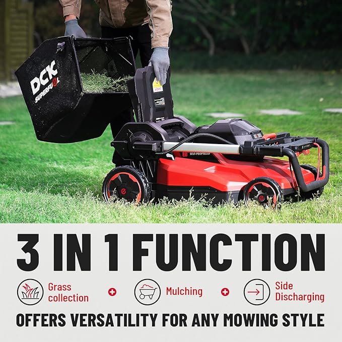 58V 21" Cordless Electric Lawn Mower - Self-Propelled, Brushless Motor, 3-in-1 (Mowing/Collecting/Mulching), 7 Cutting Heights, Foldable Handle, LED Light, 7.5Ah Battery + 8A Fast Charger Included
