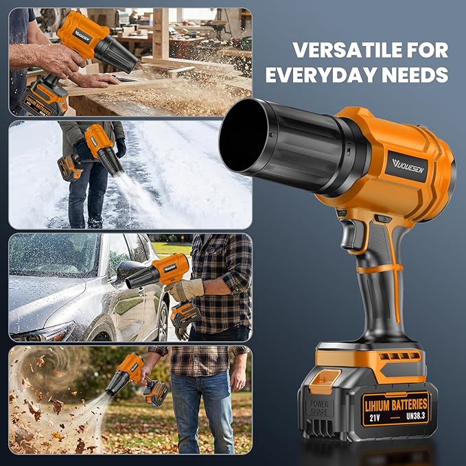 Cordless Leaf Blower, 980,000 RPM Handheld Leaf Blower with 2 X 4.0Ah Batteries & Charger, Lightweight Leaf Blowers for Patio Cleaning, Lawn Care, Leaves, Dust - Vivid Orange
