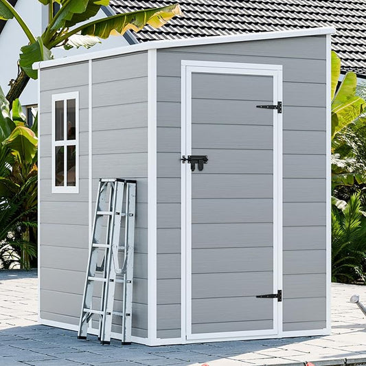 5x4 Shed Resin Outdoor Storage with Floor Included, Waterproof Small Plastic Garden Tool Shed Cabinet