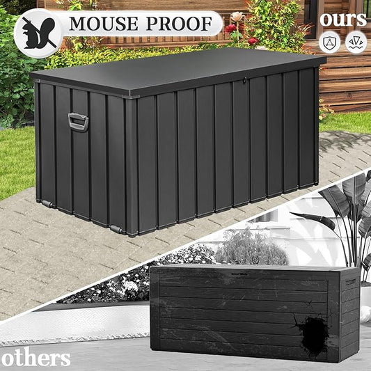 Domi 190-Gallon Outdoor Storage Box – Waterproof, Lockable Storage Cabinet for Patio Furniture, Garden Tools & Pool Supplies – Large Metal Storage for Cushions, Toys & More