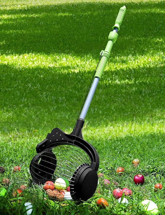 Nut Gatherer for Walnuts with 1.8-Gallon Capacity, No-Bend Emptying Design，Acorn Picker Upper Roller Suitable for 1.2"-3.6" Walnuts,Chestnuts, Fallen Apples & Tennis Balls(No Small Acorns)