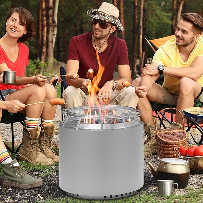 Spark Protector Mesh Screen for Solo Stove Yukon 27 Inch, Stainless Steel Fire Pit Spark Screen Mesh Fire Pit Spark Protector with Sticks Poker for Solo Stove Yukon Accessories