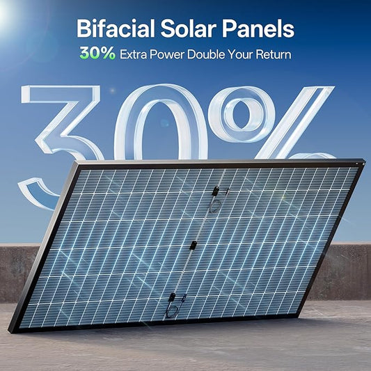 JJN 550 Watt Bifacial Solar Panels 2PCS,12/24/48 Volt 1100 Watt Solar Panel,Monocrystalline for Homes Rooftop Farm RV and Off-Grid Applications