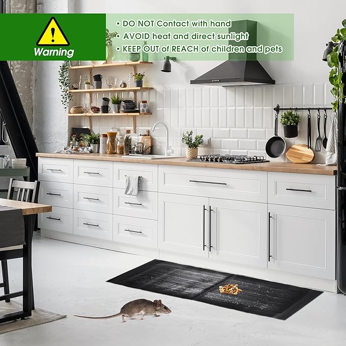 6 Pack 47 x 11 Mouse Glue Traps, Large Super Sticky Rat Glue Traps, Anti Slip and Pet Friendly, Peanut Scented Mice Sticky Board That Work for Home Indoor Outdoor Restaurant Kitchen Office
