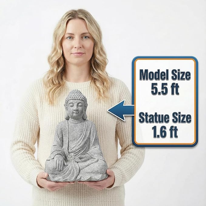 JXNCJXZG Buddha Statue Outdoor Indoor 19.29" Large Sized Buda Zen Decor Sitting Meditating Buddha Statue for Yard Garden Patio Deck Home, Single-Legged Buddha