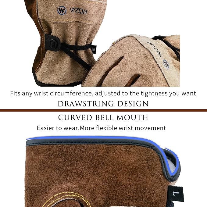 Leather Work Gloves for Men or Women. XX-Large Glove for Gardening, Tig/Mig Welding, Construction, Chainsaw, Farm, Ranch etc. Cowhide, Cotton Lined, Utility, Firm Grip, Durable. Coffee-grey 2XL