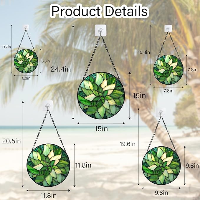 CRISGIF Stained Glass Window Hanging - Ireland Green Suncatcher for Doors Garden Patio Sun Catchers Decor Mother's St. Patrick's Day Birthday for Women Men Mom Nana Friend 11.8 in