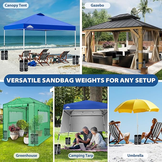 EAGLE PEAK Extra Large Weight Bags for Canopy Tent 270 lbs Leg Weights Heavy Duty Sandbags for Pop Up Canopy Gazebos Beach Tent Umbrella Greenhouse Set of 6, Gray