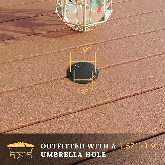 VICLLAX Square Outdoor Patio Table, All Weather Wood Grain Outdoor Dining Furniture, 38.6"x 38.6" Walnut Plastice Tabletop