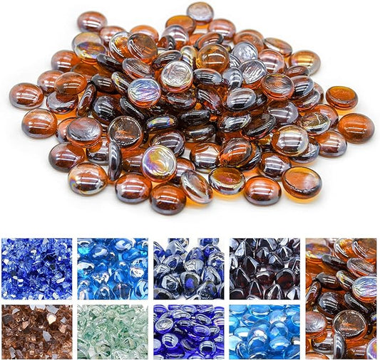 GasSaf 3/4 Inch Glass Fire Rocks Drop Beads for Gas Fire Pit Fireplace, Replaces Existing Gas Logs & Lava Rocks(10 Pound)(Amber Luster)