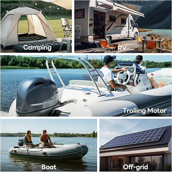 12V 100Ah LiFePO4 Lithium Battery, Group 24 Max Deep Cycle Battery with Low-Temp Cut Off Protection, Built-in 100A BMS, 1280Wh Rechargeable for Solar, Home Energy Storage, RVs, Marine Use (4 Pack)