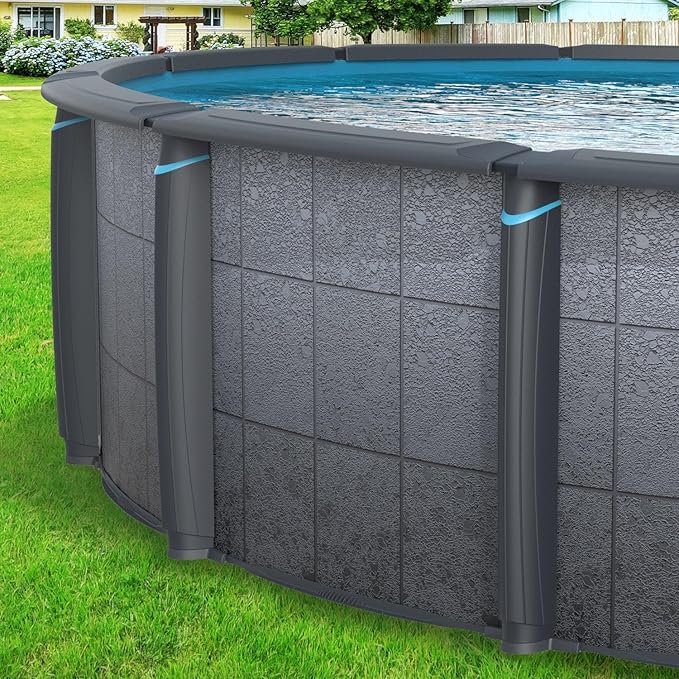In The Swim 27' Round Above Ground Swimming Pool - Edge Package - Featuring: Sand Filter, Pump System and A-Frame Ladder