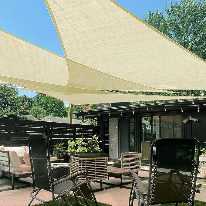 LOVE STORY Custom Size 13'x13'x18.4' Butter Cream Sun Shade Sail Right Triangle Sunshade Fabric Awning Canopy for Patio Backyard Carport Pergola (Customized)