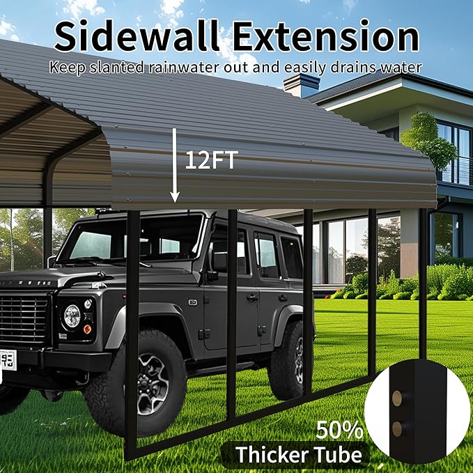 20x30 FT Carport Canopy Heavy Duty RV Metal Carports Kits for Garage,Aluminum Car Ports with Steel Shelter Frame Cover for 3 Car or Boats