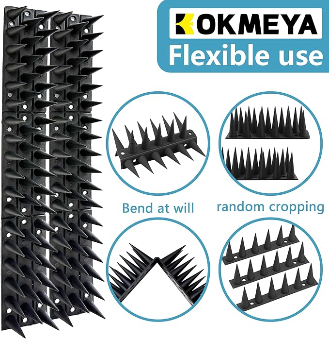 Bird Spikes,Black,12 Pack Bird Deterrents for Outside,Keep Raccoon Squirrel Pigeon Away,Fence Spike for Garden Patio