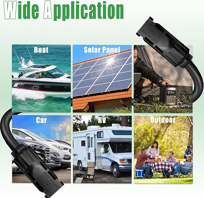 Twin Wire 70FT Solar Extension Cable - 10AWG (6mm²) Solar Panel Connector, with IP67-Male/Female Solar connectors for Outdoor Automotive RV Boat Marine Solar Panel- Black & Red
