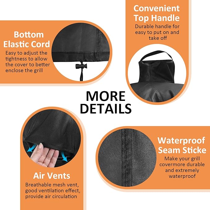 Waterproof Cover for Large Big Green Egg, Ceramic Grill Cover Outdoor Grill Cover, Weather Resistant BBQ Grill Accessories, Anti-Fade Fabric