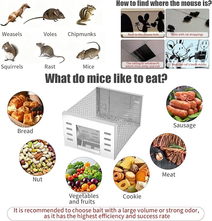Eaglever Mouse Trap, Eaglever Rat Trap, Stainless Steel Automatic Mousetrap, Automatic Rat Trap, Automatic Mouse Trap, Easy to Set Mice Catcher for Indoor and Outdoor (1 PCS)