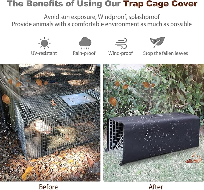 Rockever Live Animal Trap Cage with Cover, Cat Trap for Stray Cats 37 Inch Heavy Duty Folding Skunk Traps with Real Door for Raccoons, Opossums, Groundhogs, Skunks, Feral Cats, Squirrels