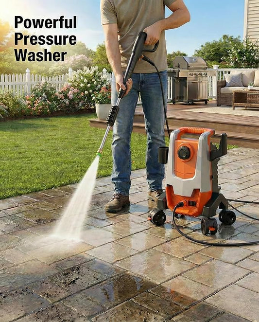 Pressure Washer, Power Washer with Foam Cannon,4 Quick Connect Nozzles, 23FT Hose High Pressure Washer for Cars, Fences, Patios, and Driveway