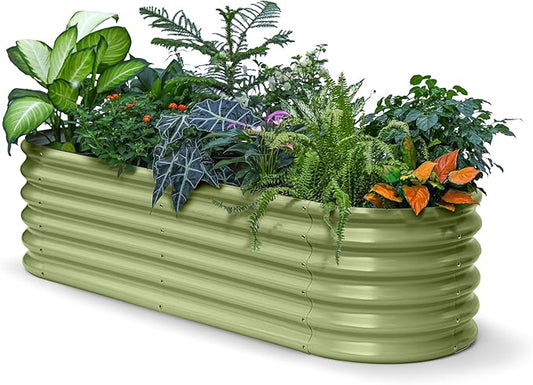 6x2x1.5 ft Galvanized Raised Garden Bed, 18" Tall Metal Raised Planters for Outdoor Plants, Vegetables, Herbs, Above Ground Raised Garden Bed Kit for Small Space Gardening - Moss Green