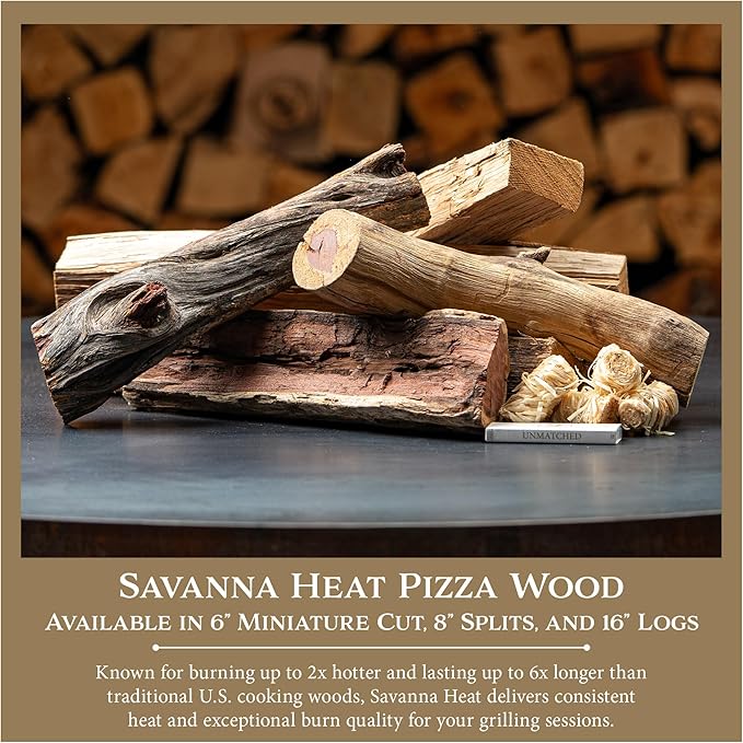 Cutting Edge Firewood Savanna Heat Miniature Pizza Cut Wood (6") | Premium Firewood for Ooni & Gozney Ovens | Authentic Wood-Fired Flavor | Superior Heat & Performance